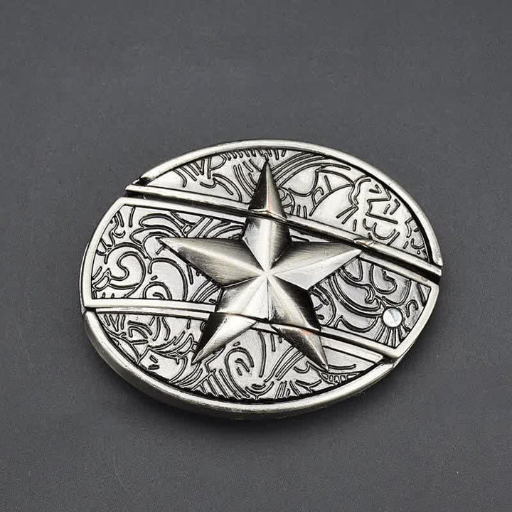 Herren Alone Pentagramm Ledergürtel mit Klappmesser