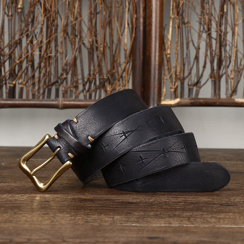 Vintage Ledergürtel für Herren mit Schnitzerei