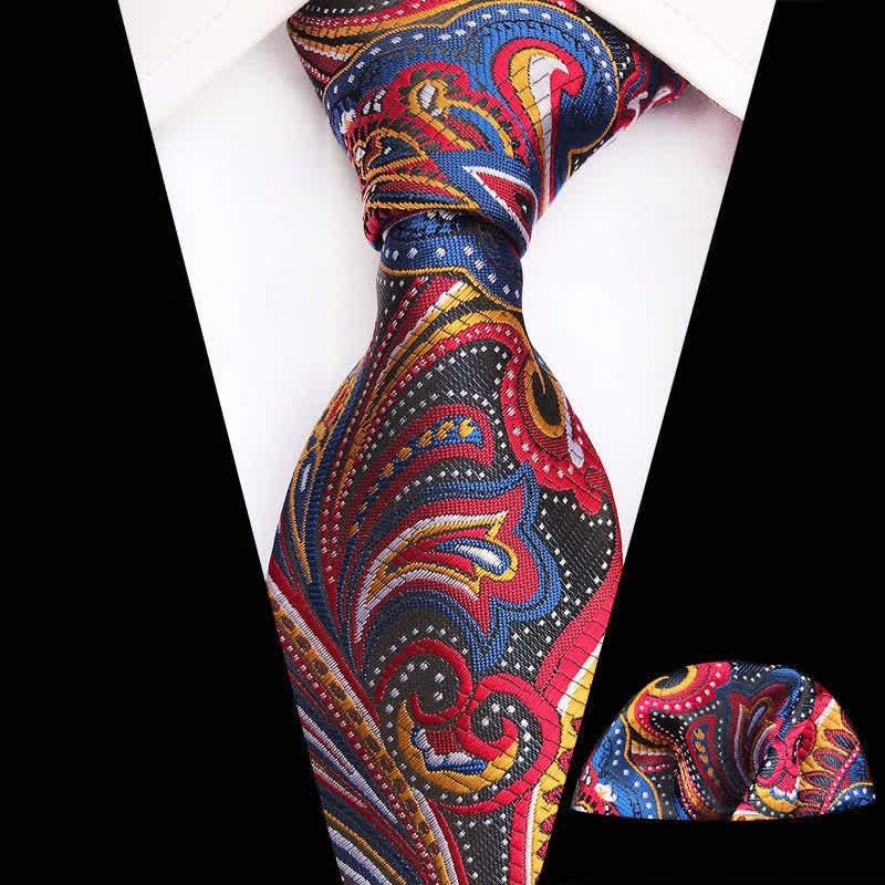 2er-Set Herren Funky Rot & Navy Peisley Krawatten Set