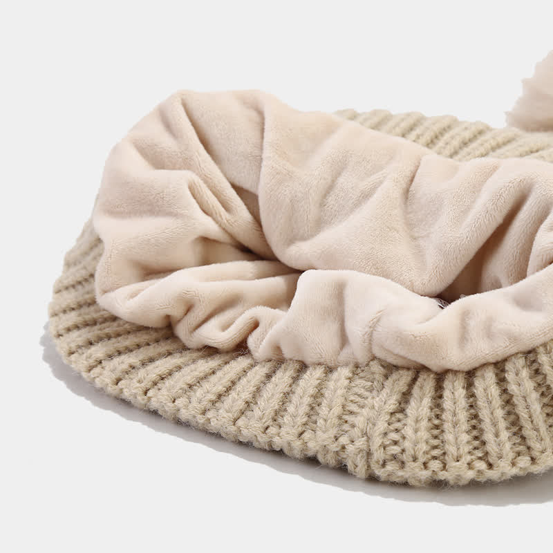 3-tlg. Frauen Strickmütze Schal Fingerlose Handschuhe Set