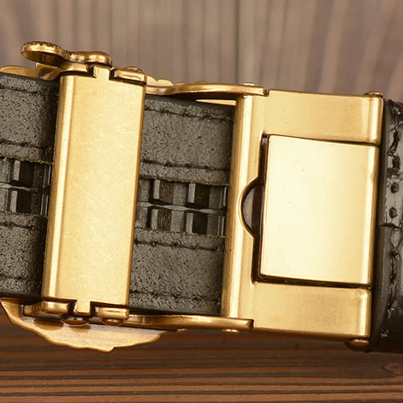 Herren-Ledergürtel mit Adlerkopf-Krokodilprägung