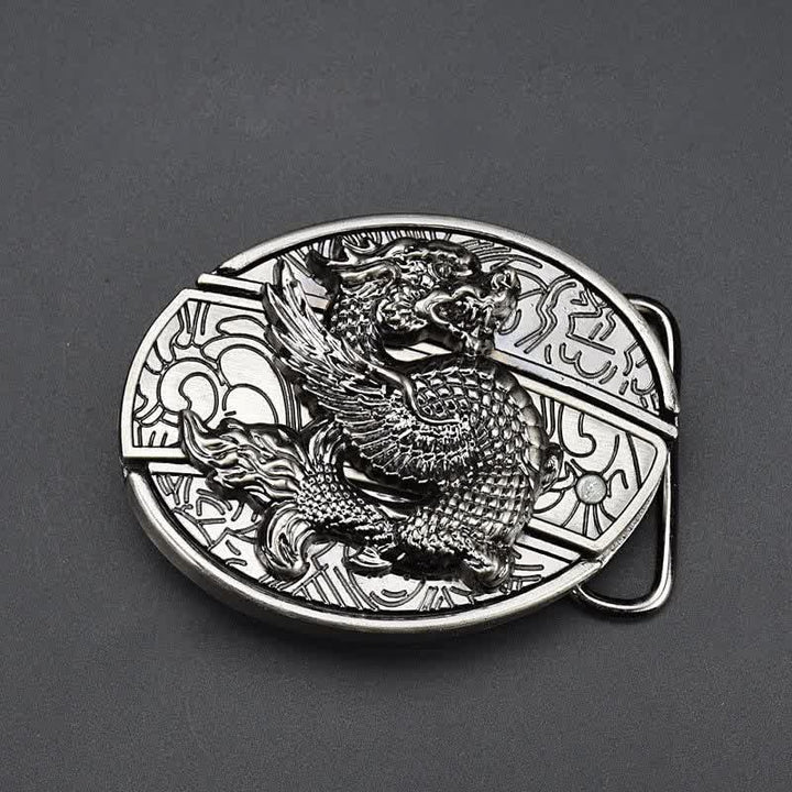 Herren-Ledergürtel „Flying Dragon“ mit Klappmesser