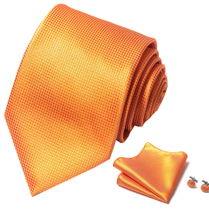 3er Pack Orangefarbige Herrenkrawatten-Set in sonnigem Uni-Design