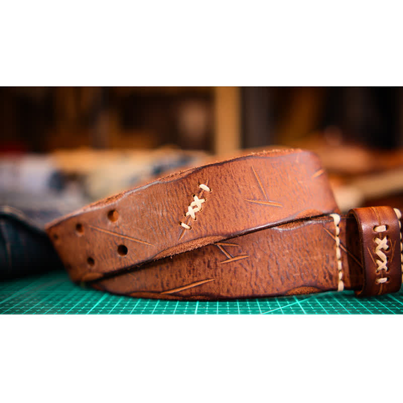 Breiter Herrengürtel aus Leder mit Doppeldornschließe