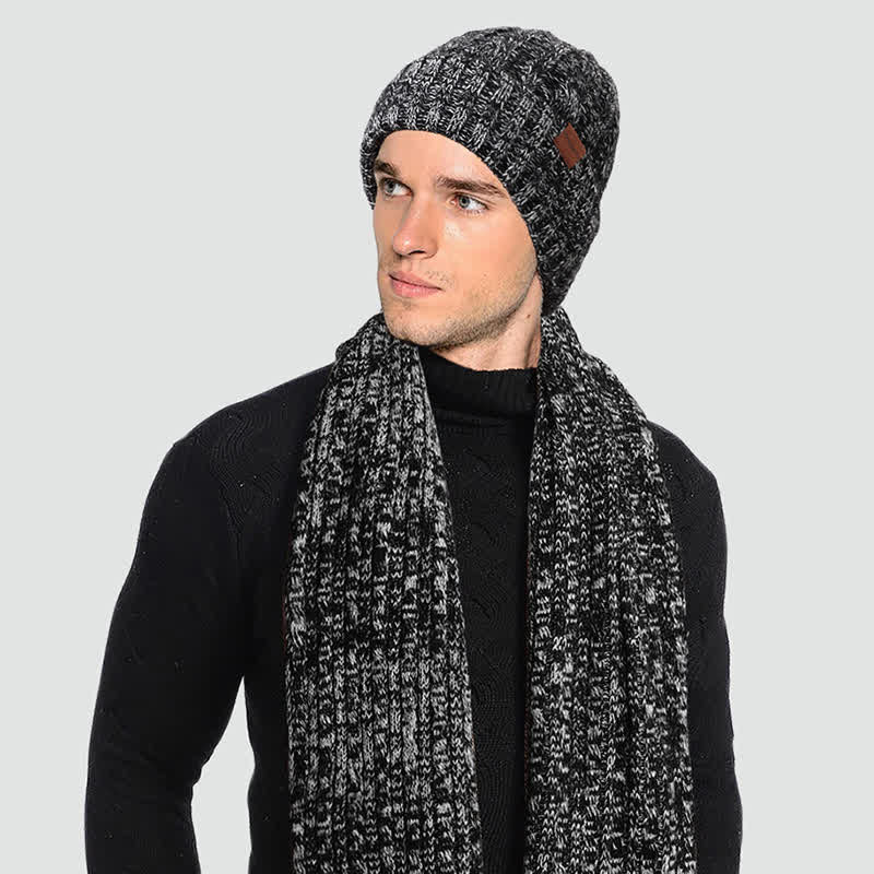 3-teiliges Unisex-Set aus stilvoller Mütze, langem Schal und Touchscreen-Handschuhen