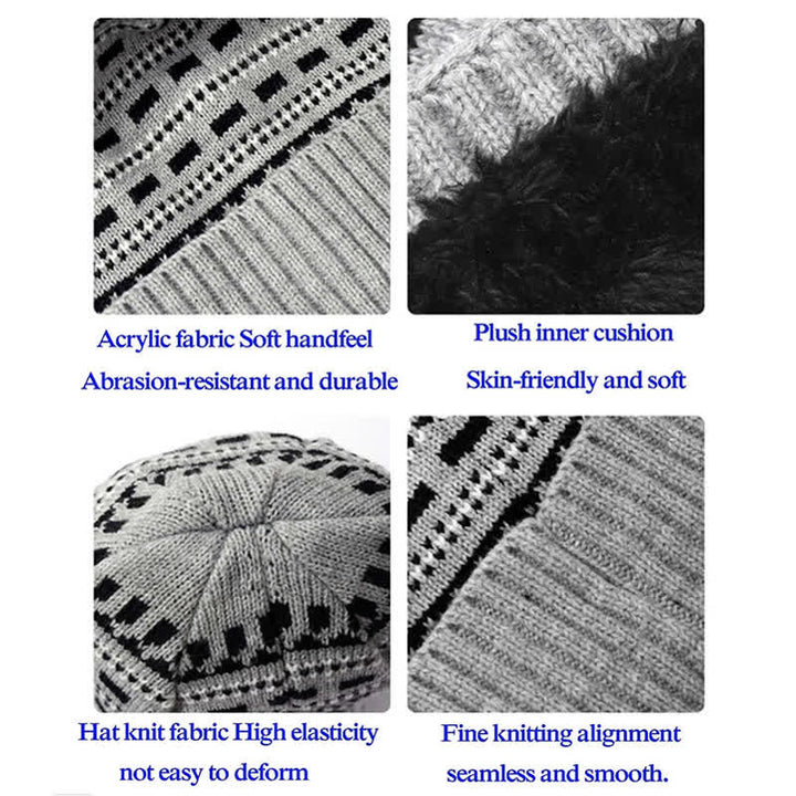 3-tlg. Set aus lockerer, doppellagiger Strickmütze, Schal und Handschuhen