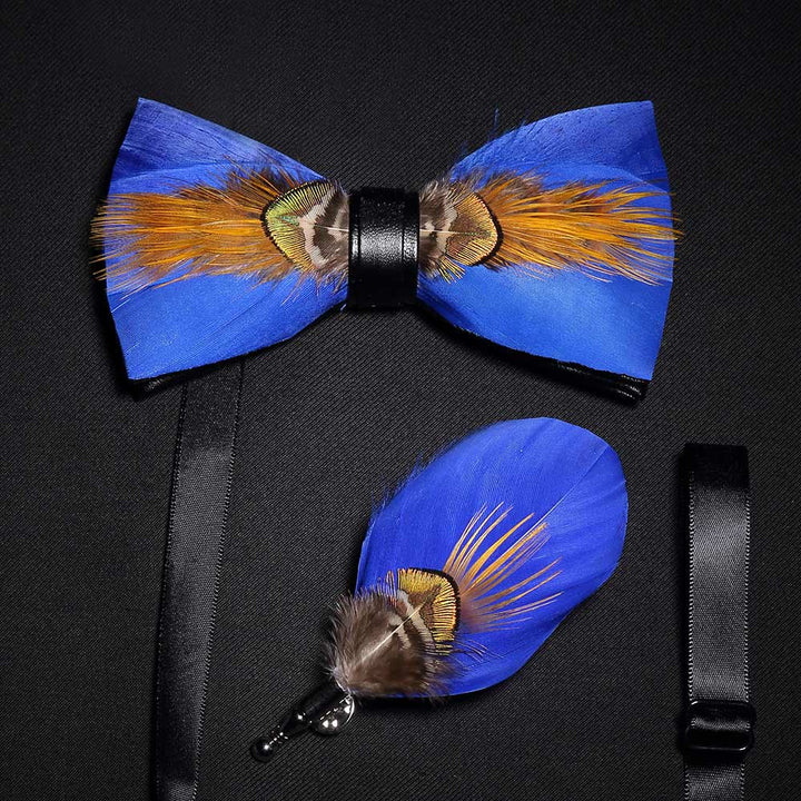 Gold & Blau Sunny Federfliege mit Reversnadel