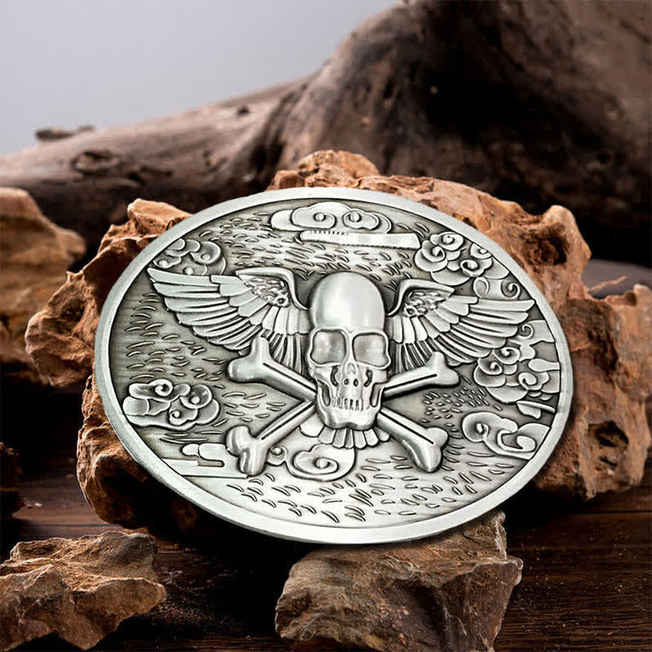 Herren DIY Totenkopf-Engel Kreative Bierhalter-Schnalle Ledergürtel