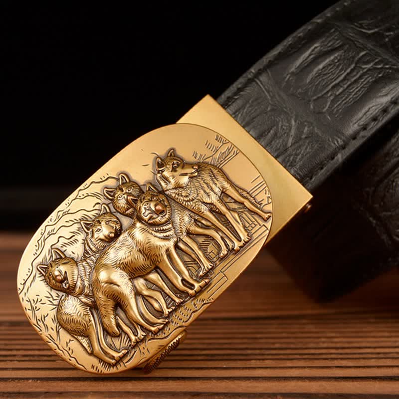 Herren-Ledergürtel mit Krokodilmuster von Pack Of Wolves