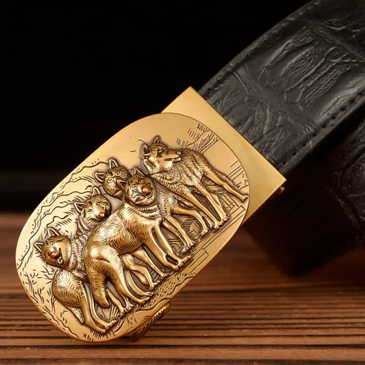 Herren-Ledergürtel mit Krokodilmuster von Pack Of Wolves