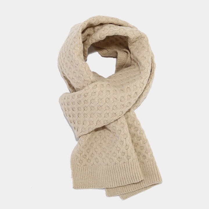 3-tlg. Strickset: Mütze, Schal und Handschuhe mit Kreuzmuster für Damen