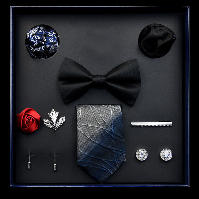 8Stk Black&Blue Herrenbekleidung Klassische Business Fliegen Geschenkbox