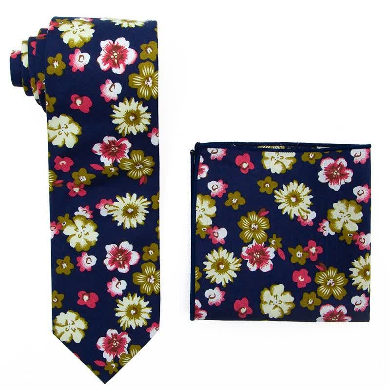 2er Set Herren Krawatte im Bohemian Stil mit Blumenmuster