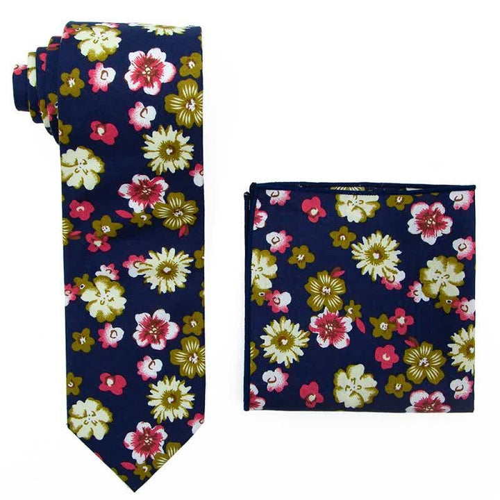 2er Set Herren Krawatte im Bohemian Stil mit Blumenmuster