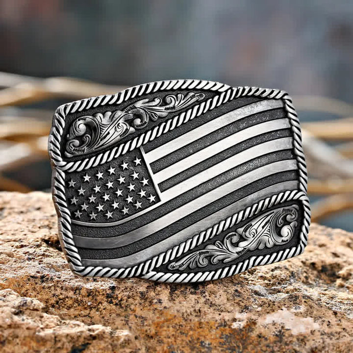 Herren DIY American Flag Antik-Schnalle Ledergürtel