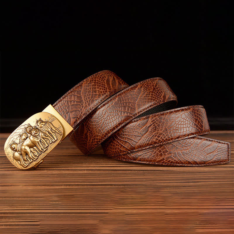 Herren-Ledergürtel mit Krokodilmuster von Pack Of Wolves