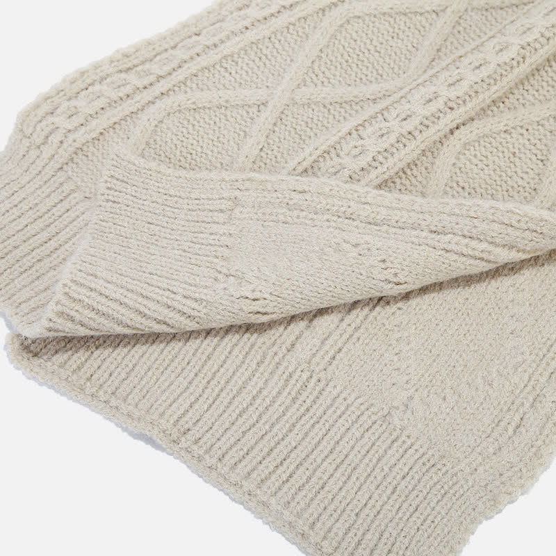 3-tlg. Frauen Strickmütze Schal Fingerlose Handschuhe Set