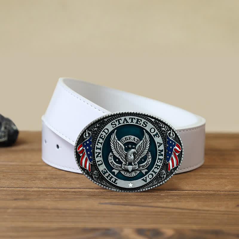 Herren DIY Patriotischer Adler-Flaggen-Schnallen-Ledergürtel