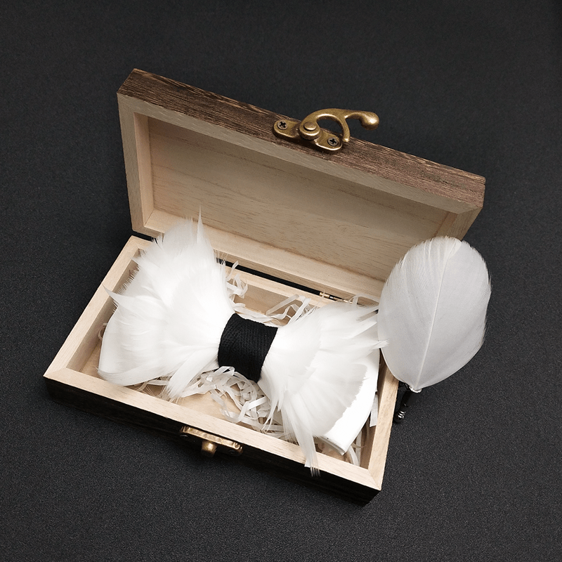 Weiß & Schwarz Elegante Federfliege mit Reversnadel - image 1