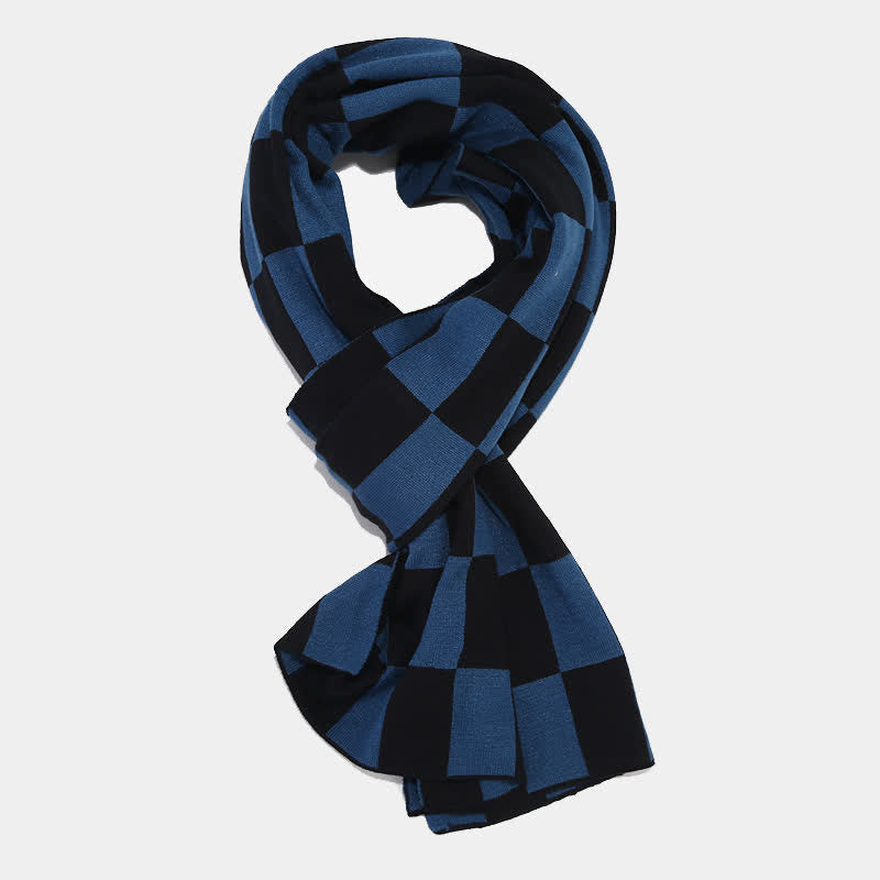 3-teiliges Unisex-Schachbrettmuster Mützen-Schal-Handschuh-Set