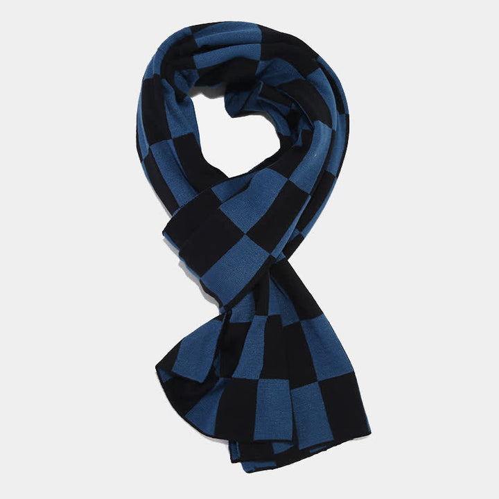 3-teiliges Unisex-Schachbrettmuster Mützen-Schal-Handschuh-Set