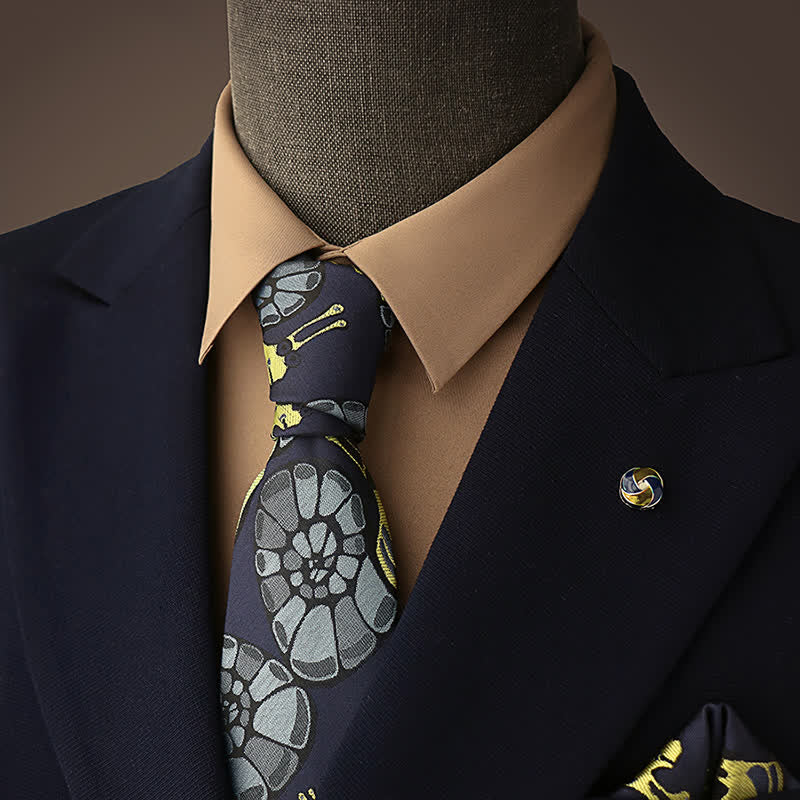 Navy & Yellow Herren Schneckenblumen Krawatte