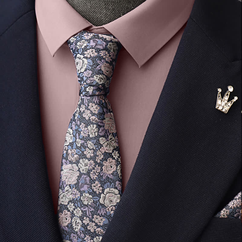 SteelBlue Herren-Krawatte mit Blumenmuster