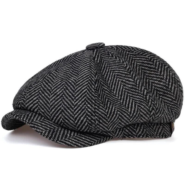 Peaky Hat Fischgrätenmuster Achteckige Baskenmütze - Schwarz - M (22"-22 7/8") - image 5