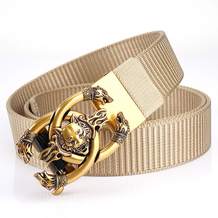 Herren Wilder Wolf im Flammen Nylon Gürtel