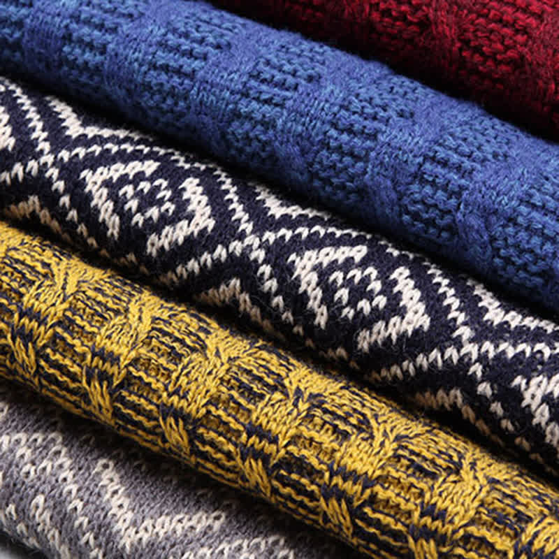 Herren Argyle Gestrickter Color Block Schal