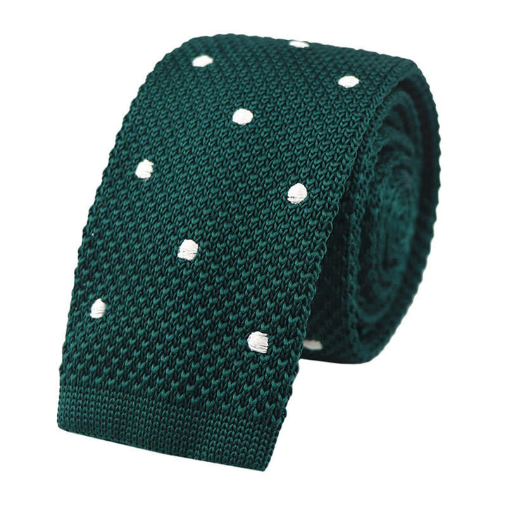 Weiße Herren-Krawatte mit Polka-Dots, gestrickt