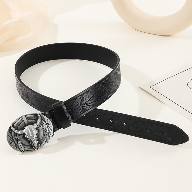 Herren gravierter Mad Bull Ledergürtel