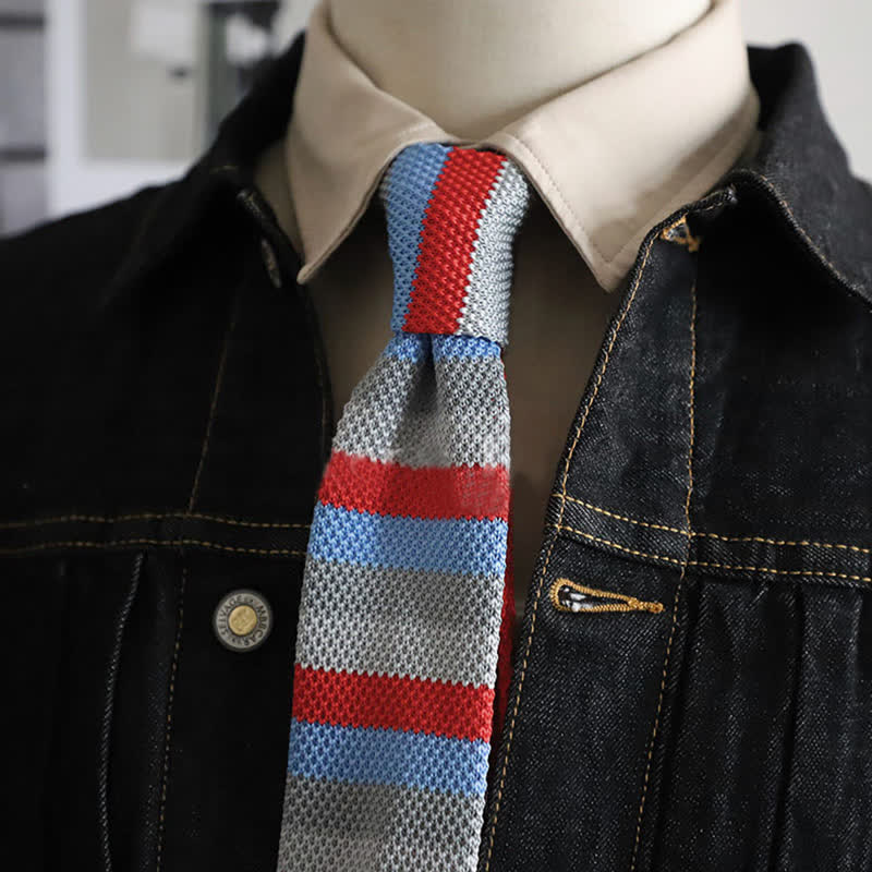 Herbst Herren Horizontal gestreifte Strickkrawatte
