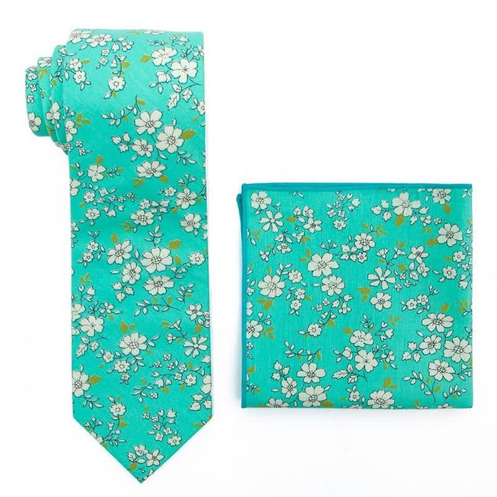 2-teiliges Herren Krawatten-Set mit Gänseblümchen und Rosen