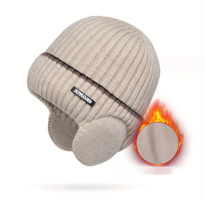 Unisex Hut mit einfarbigen Ohrenklappen, elastisch und verdickt, gestrickt