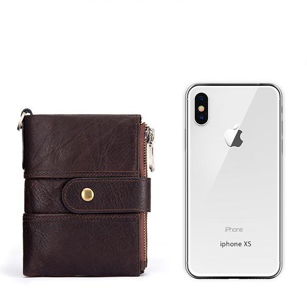Diebstahlsichere Retro-Geldbörse aus echtem Leder mit Kette
