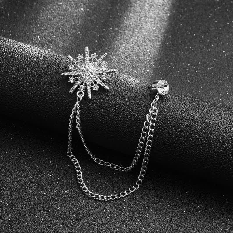 Glitzernde achteckige Sternquasten-Brosche für Männer