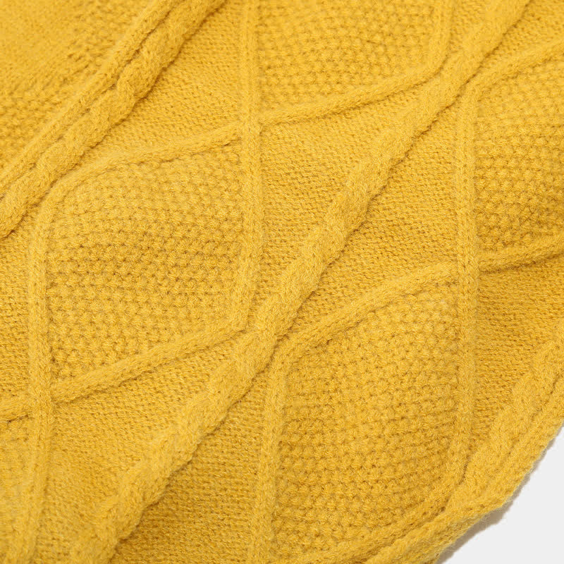 3-tlg. Damen-Diamant-Bommel-Mütze-Schal-Handschuh-Set