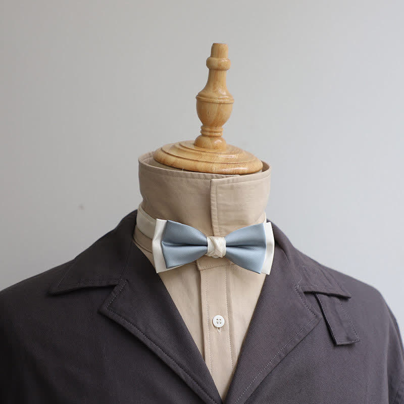 Doppelschichtige Fliege in Macaron-Farbe und Weiß für Herren