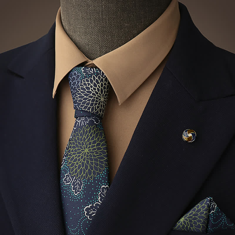 Spektakuläre Feuerwerks-Krawatte in Gelb & Marineblau für Herren