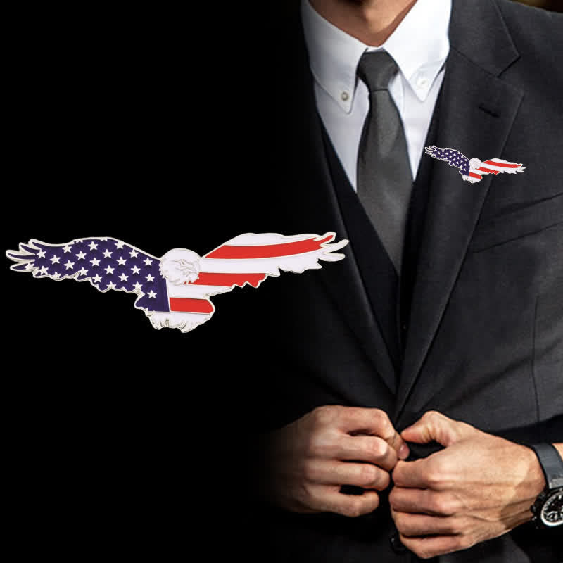 Herrenemaillierte Amerikanische Flagge Geier Brosche