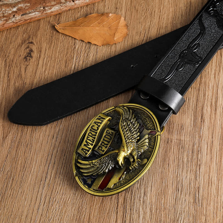 Amerikanischer Stolz Ledergürtel mit kahlköpfigem Adler für Männer