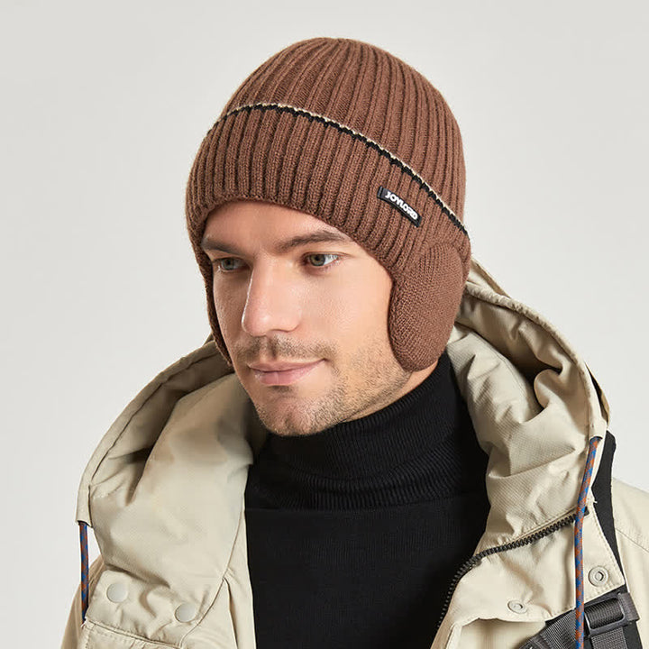 Unisex Hut mit einfarbigen Ohrenklappen, elastisch und verdickt, gestrickt