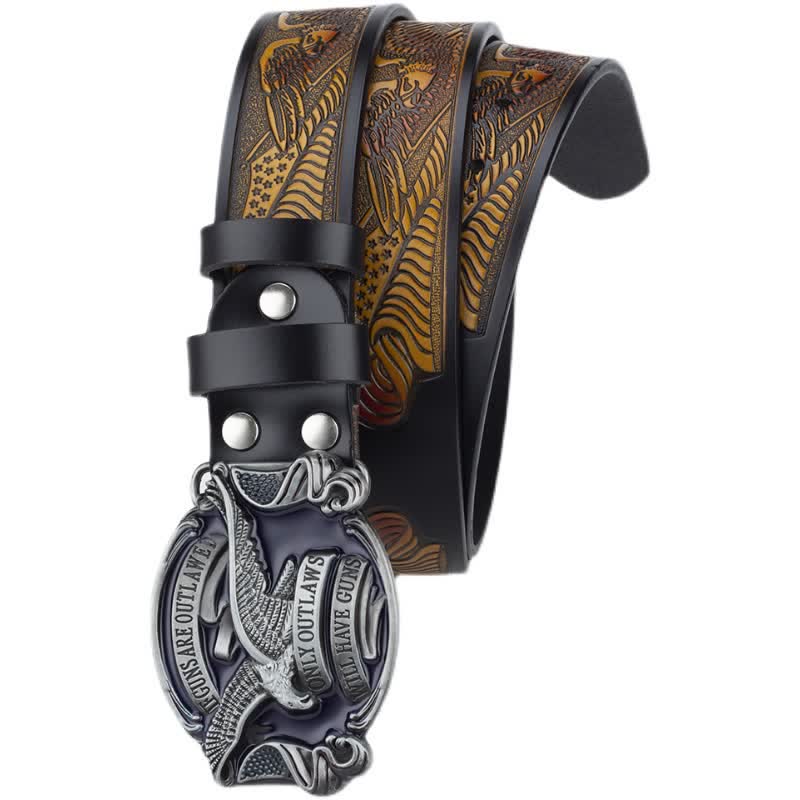 Herren Ledergürtel mit fliegendem Adler und amerikanischer Flagge