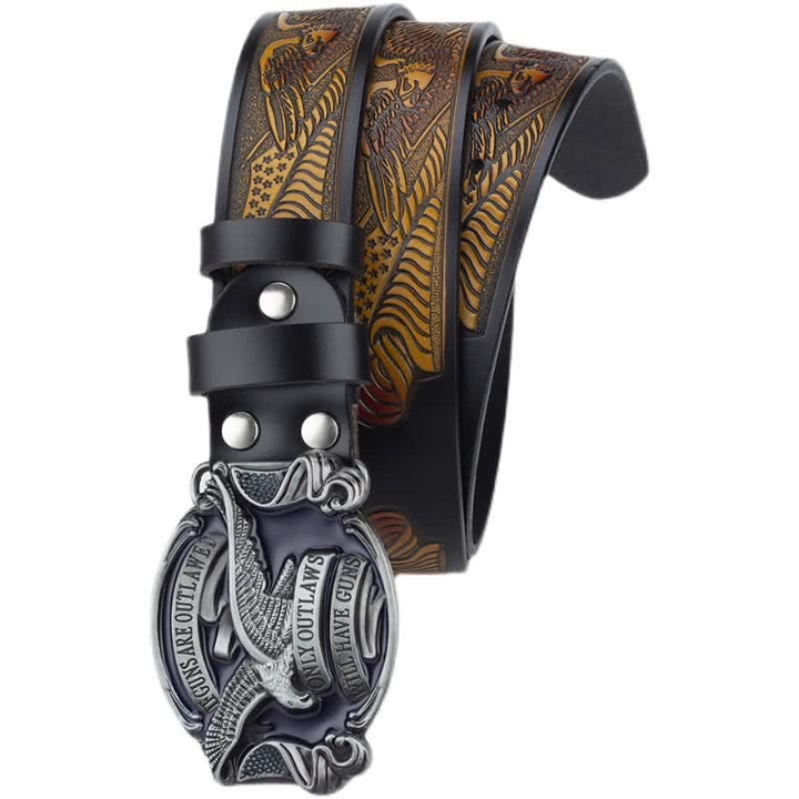 Herren Ledergürtel mit fliegendem Adler und amerikanischer Flagge