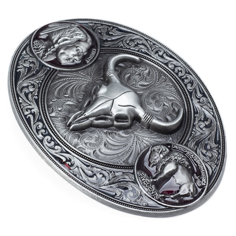 Herren-DIY-Typischer Westlicher Totenkopf Schnallen Ledergürtel