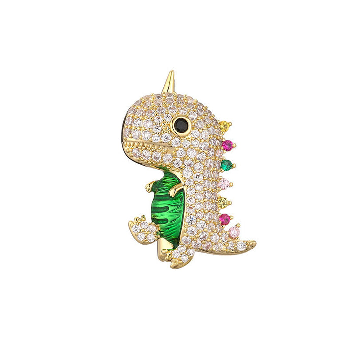 Frauen Cartoon Glitzernde Dinosaurier Brosche