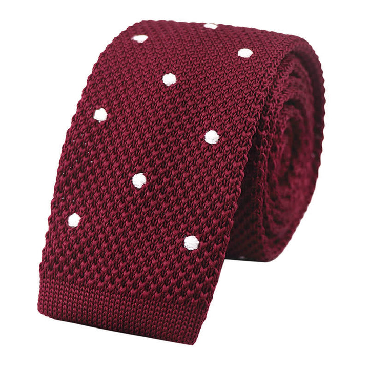 Weiße Herren-Krawatte mit Polka-Dots, gestrickt
