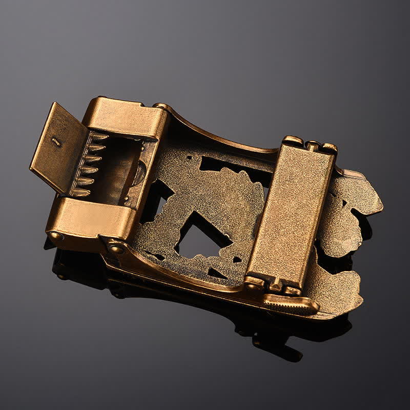 Herren DIY Gürtel mit automatisch spreizbaren Adlerschwingen-Schnalle aus Leder