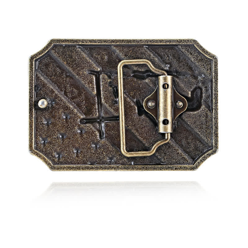 DIY Herrengürtel mit amerikanischer Flagge, Kreuz, Gebet, Pferdeschnalle und Leder